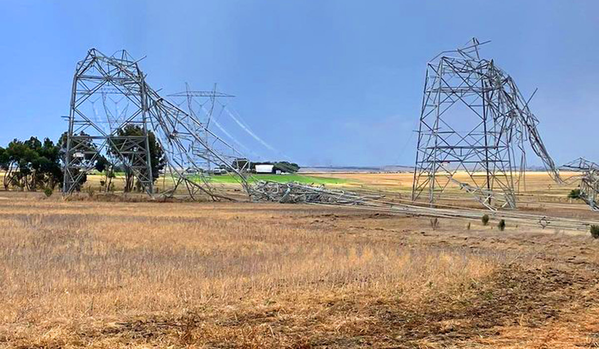collapsed transmission towers